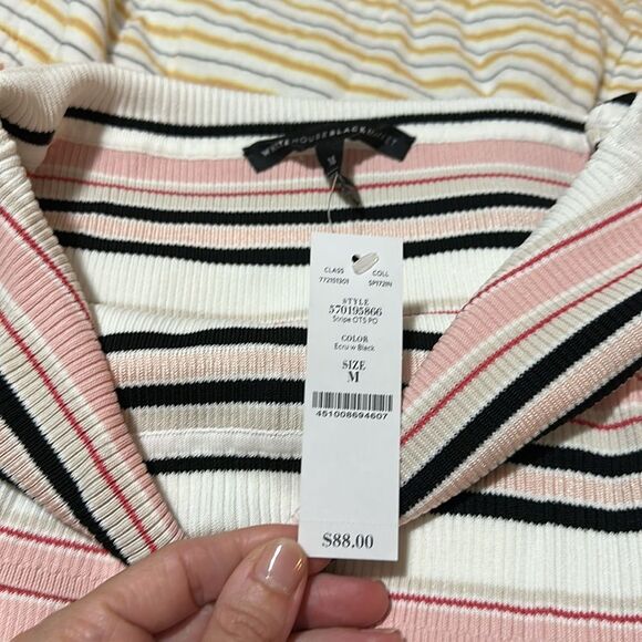 NWT WHBM Off The Shoulder Striped Pullover Sweater M - Picture 5 of 6
